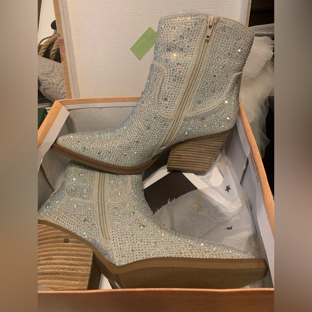 Silver Rhinestone Booties - Picture 2 of 2